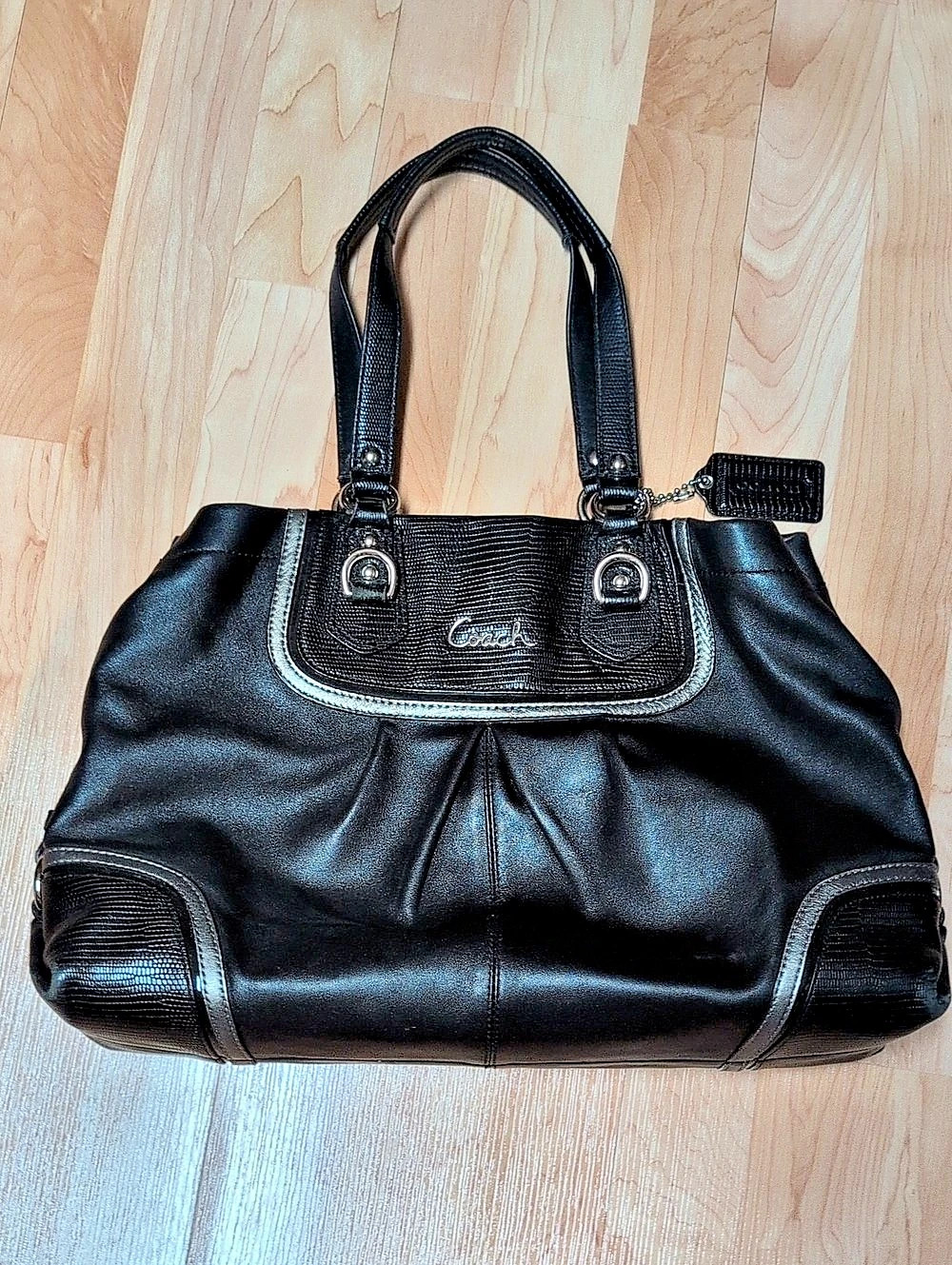 Coach Black Leather-Style Purse